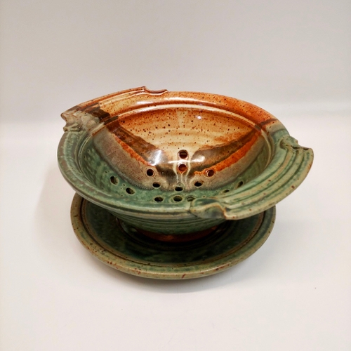 #221158 Berry Bowl with Saucer Rust/Green/Blk $24 at Hunter Wolff Gallery